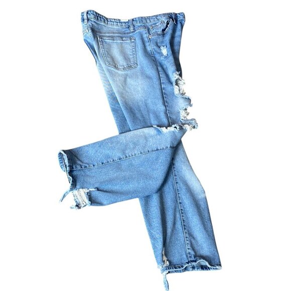 Almost Famous Dad Jean Distressed Ripped Straight Leg Blue Jr Sz 13 345G - Picture 3 of 12